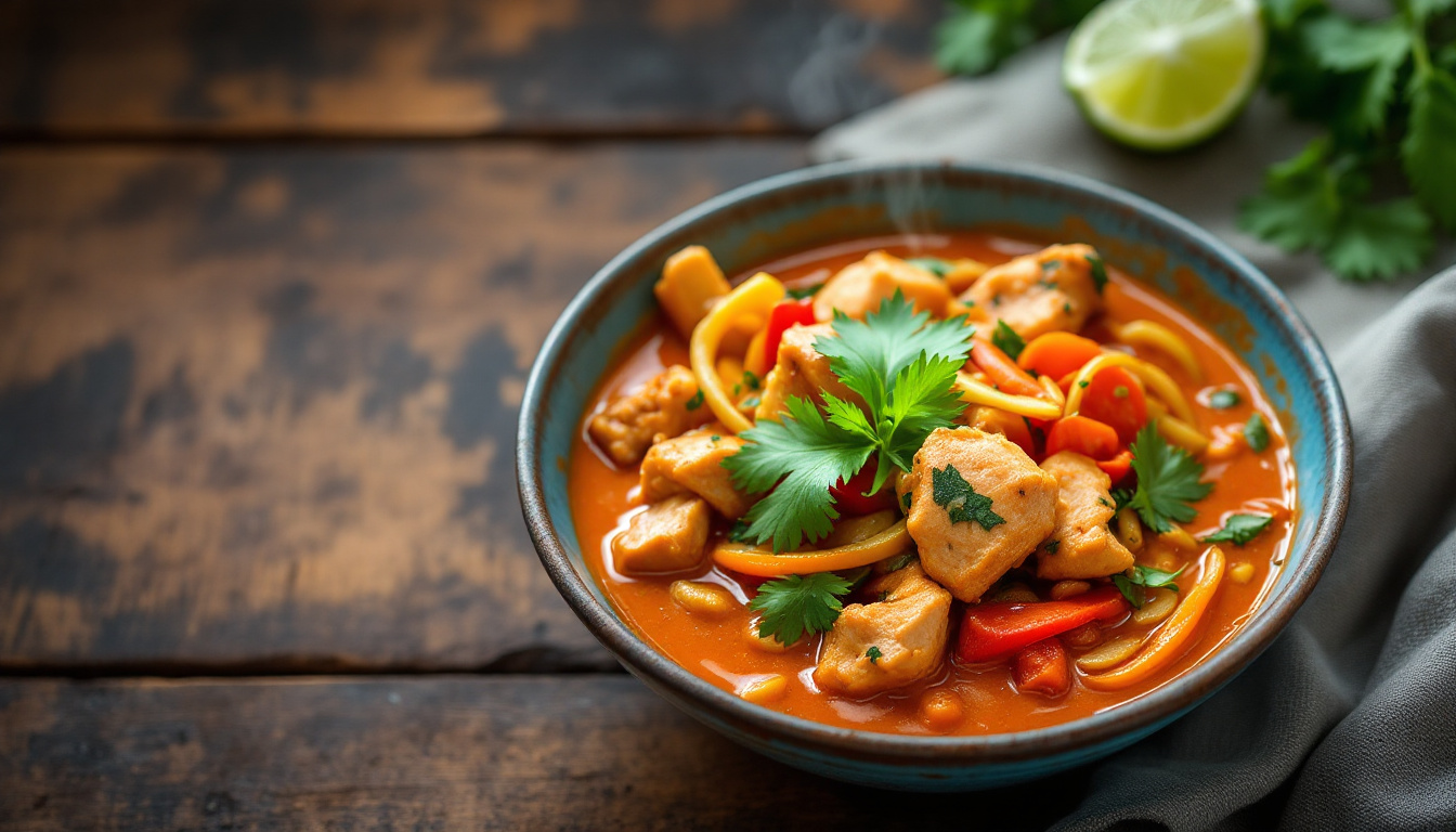 ontdek de heerlijke gaeng ped, een traditionele thaise curry die de perfecte mix van smaken biedt. geniet van de balans tussen zoet, zuur, en pittig in elke hap. een culinaire ervaring die je niet wilt missen!