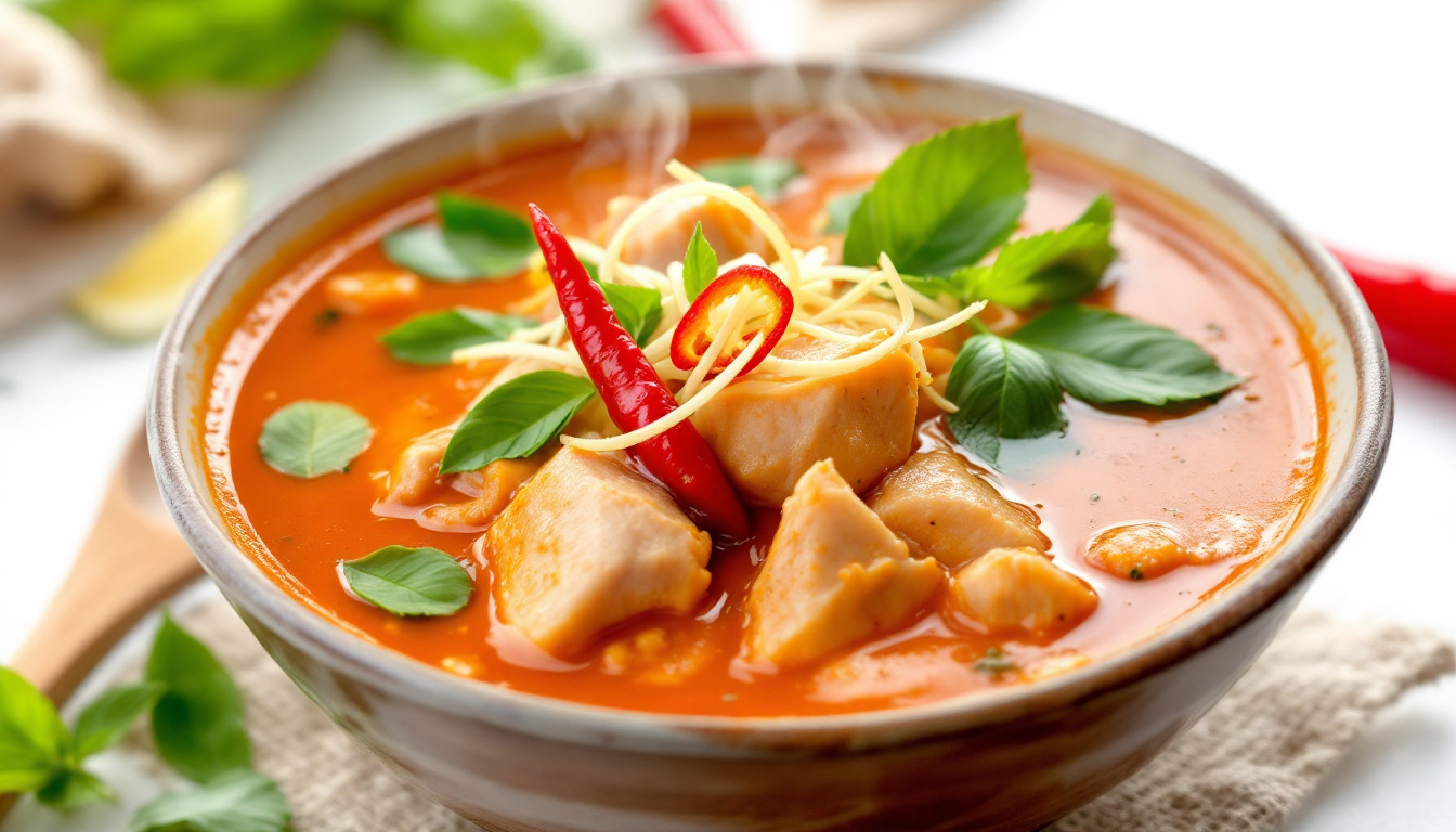 ontdek gaeng ped, de perfecte thaise curry die een heerlijke mix van smaken biedt. laat je verleiden door de rijke smaken van kokosmelk, kruiden en specerijen die deze curry tot een unieke culinaire ervaring maken. probeer het recept en geniet van een authentieke thais gerecht thuis!