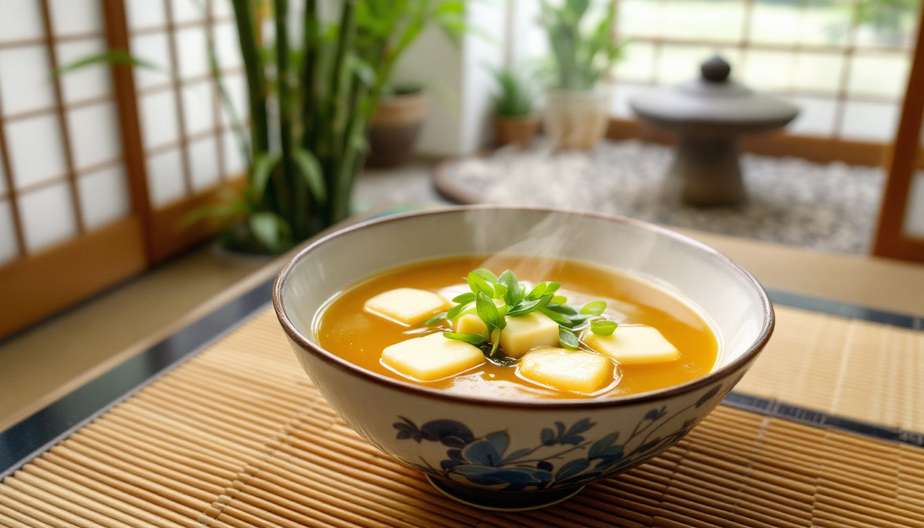 ontdek de authentieke smaak van japan met onze miso-soep. leer de kunst van het bereiden van deze traditionele soep en breng een unieke culinaire ervaring in je keuken. perfect voor een warm, troostend gerecht dat zowel voedzaam als heerlijk is.