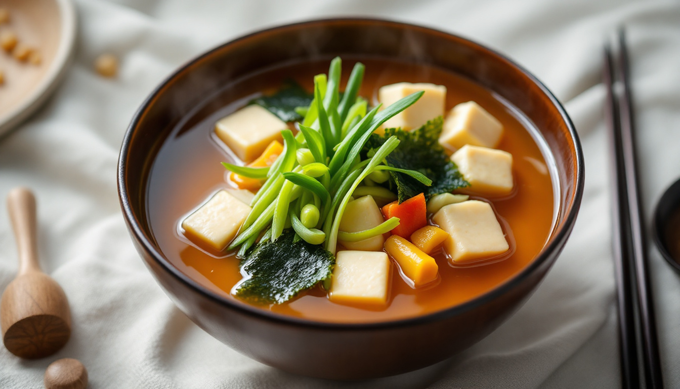 ontdek de authentieke smaak van japan met onze miso-soep. maak van je keuken een culinaire ervaring en geniet van deze warme, voedzame soep vol umami. perfect voor elke gelegenheid!