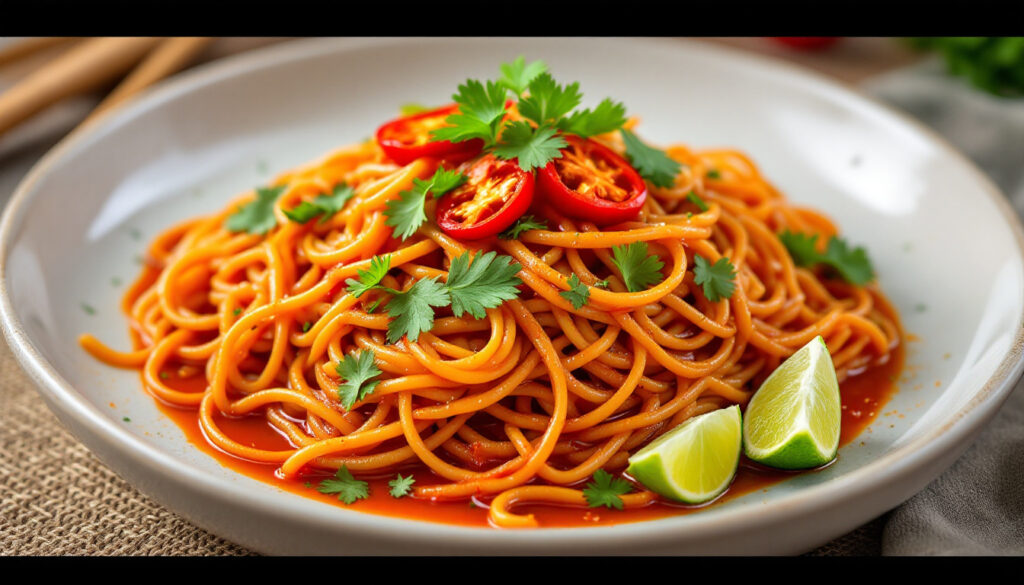 ontdek de heerlijke smaken van chili pasta, geïnspireerd door authentieke thaise gerechten. laat je verrassen door de perfecte mix van kruiden en specerijen in een gerecht dat je smaakpapillen blij zal maken.