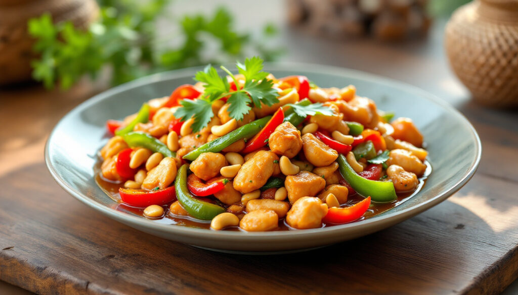 ontdek de heerlijke smaken van gai pad med mamuang, een authentiek thais gerecht dat je eenvoudig thuis kunt bereiden. geniet van de perfecte combinatie van kip, cashewnoten en aromatische specerijen. breng de thaise kookkunst naar je eigen keuken!