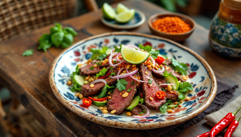 ontdek de authentieke thaise bereiding van nam tok, een verfrissende en smakelijke salade die de essentie van thailand in elke hap vastlegt. leer over de ingrediënten en bereidingswijzen die deze traditionele schotel uniek maken.