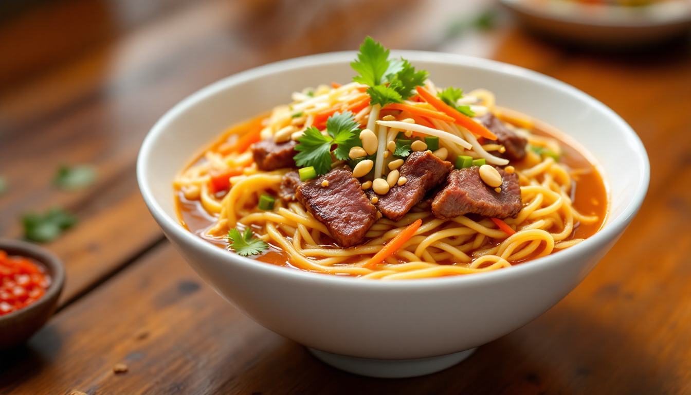 ontdek de smaken van thailand met rad na, het heerlijke noedelgerecht dat een verrassende twist biedt. geniet van de perfecte mix van zachte rijstnoedels, verse groenten en een smaakvolle saus die je smaakpapillen zal verleiden.