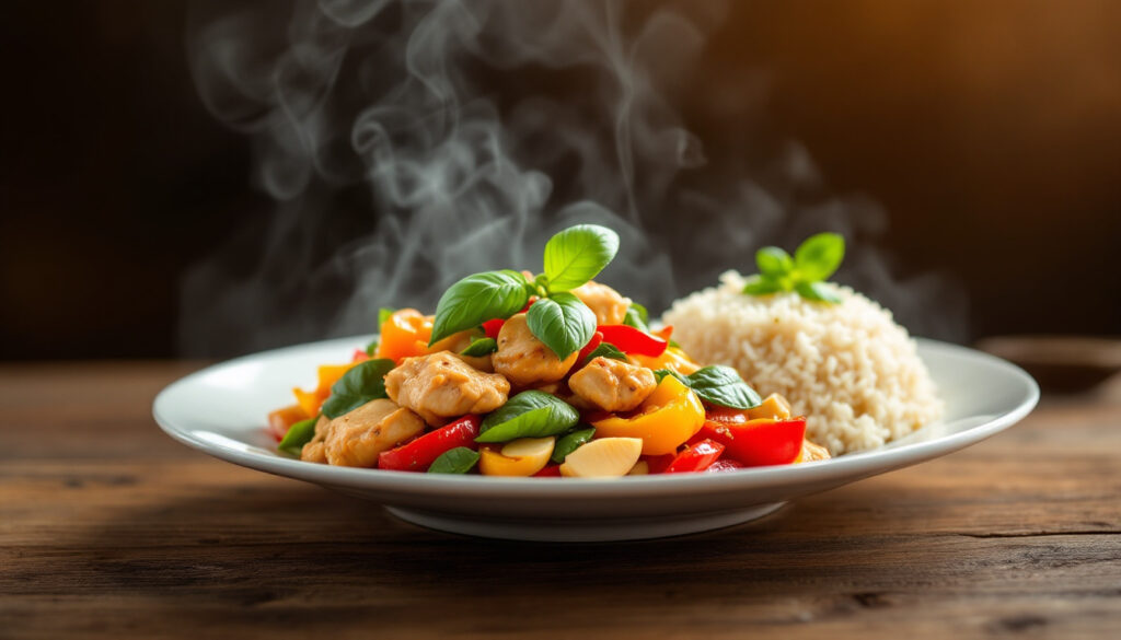 ontdek een eenvoudig en smakelijk recept voor thai basil chicken, perfect voor liefhebbers van de thaise keuken. geniet van de aromatische smaken van verse basilicum en sappige kip in dit klassieke gerecht.