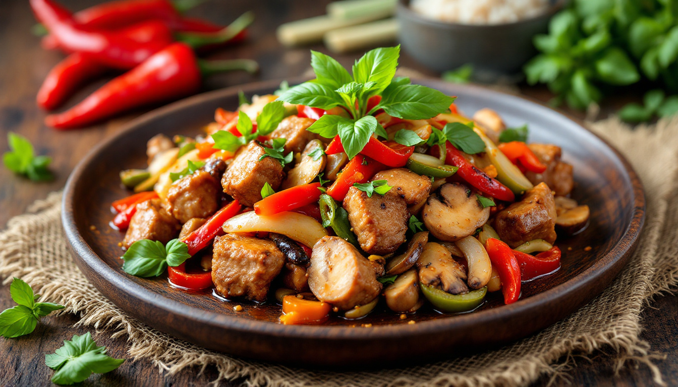 ontdek heerlijke authentieke thaise recepten met varkensvlees roerbak. geniet van een smaakvolle maaltijd vol aromatische kruiden en verse ingrediënten. perfect voor een snel en verrukkelijk diner!