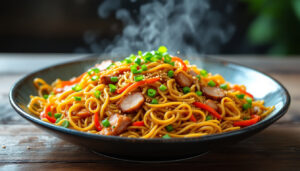 ontdek de heerlijke wereld van yakisoba, het perfecte japanse noedelgerecht voor elke gelegenheid. geniet van een smakelijke mix van gebakken noedels, verse groenten en een keuze aan vlees of tofu, ideaal voor een snelle maaltijd of een speciaal festijn.